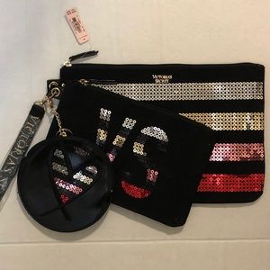 NWT VS PINK 3 PC Sequin Clutch Set